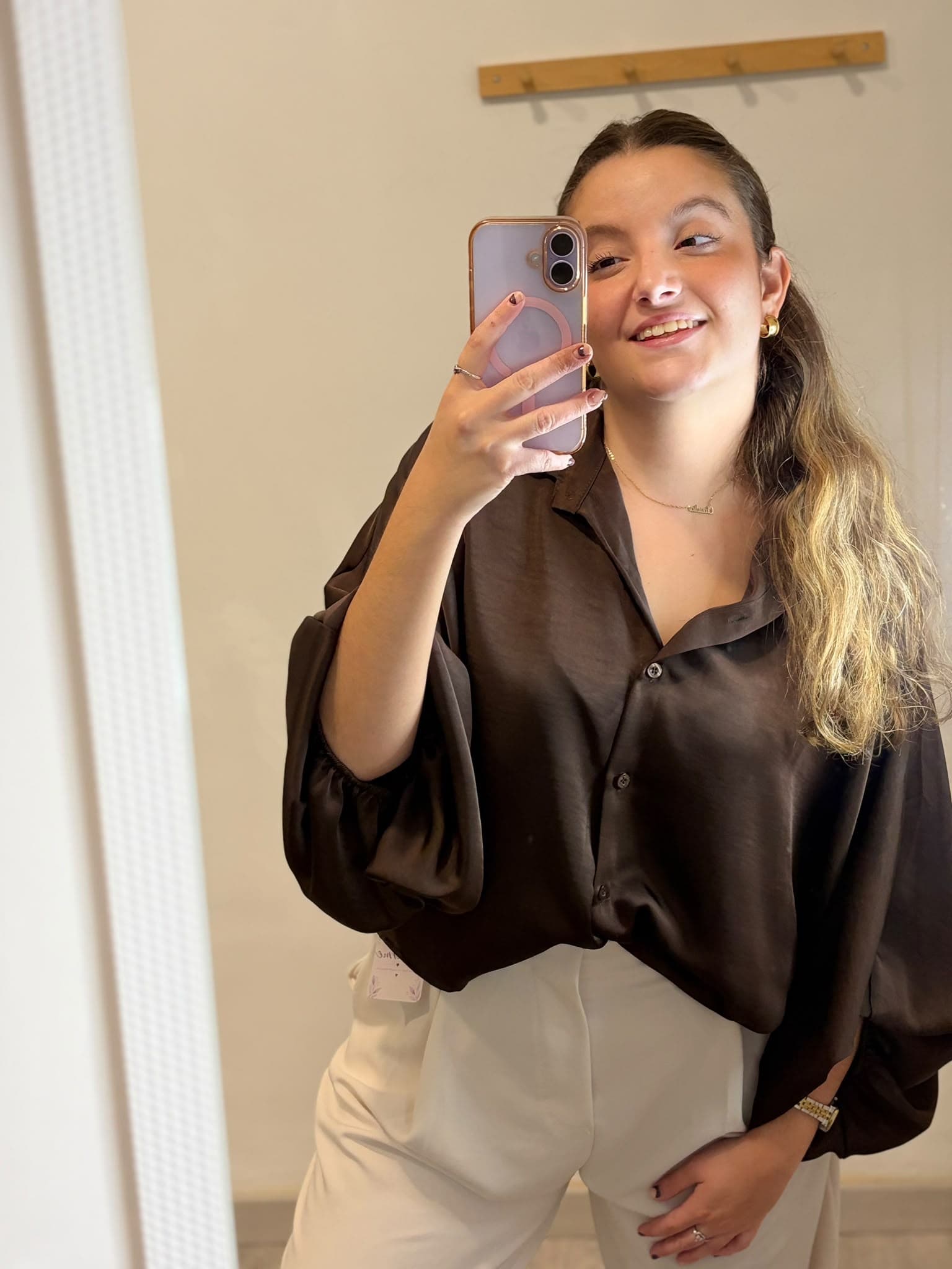 Camisa satén de manga farol